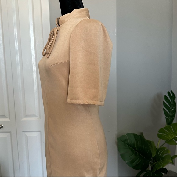 Nude Midi Chinese Collar Dress - Picture 3 of 3
